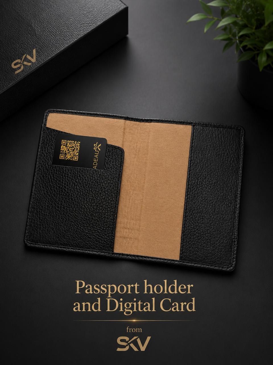Premium Leather Passport Holder with Digital Business Card